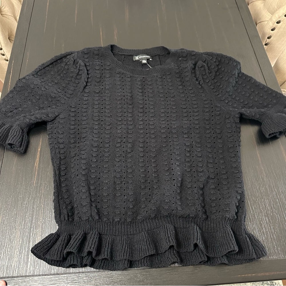 INC Black Blouson-Sleeve Peasant Top XL - Picture 5 of 9
